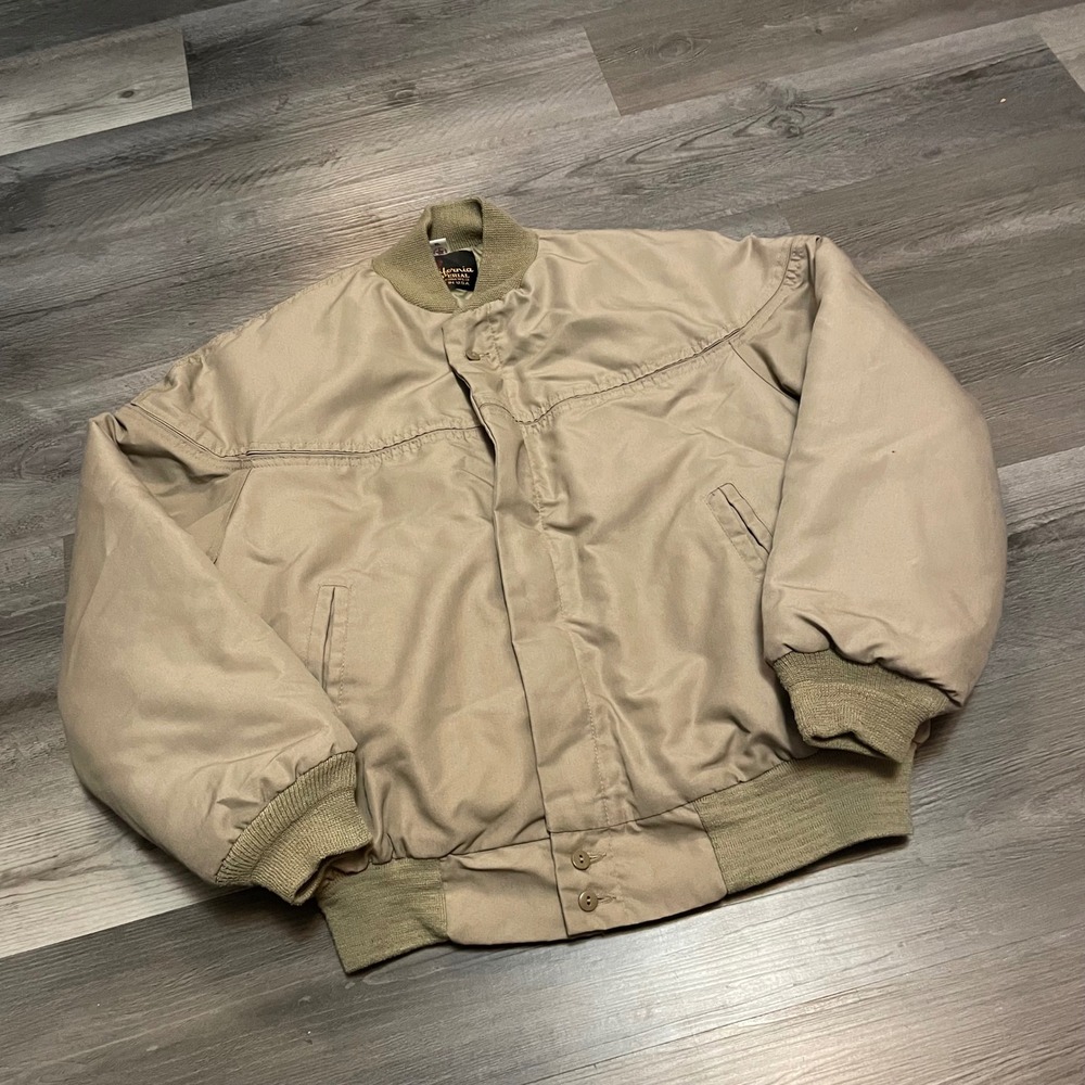 Vintage California Imperial Bomber Jacket Tan Khaki XL Made in USA Workwear